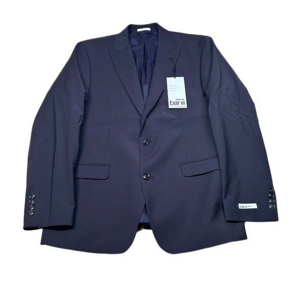 Bar III Slim Fit Suit Jacket Mens 42R 42 Burgundy Red Wool Blend‎ $425 NEW